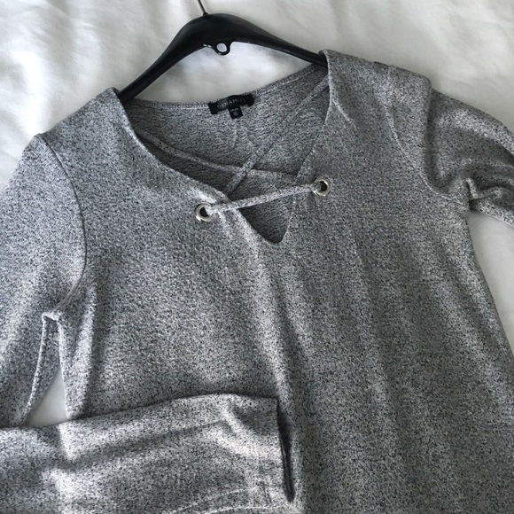 Dynamite laced up grey sweater - Picture 1 of 4
